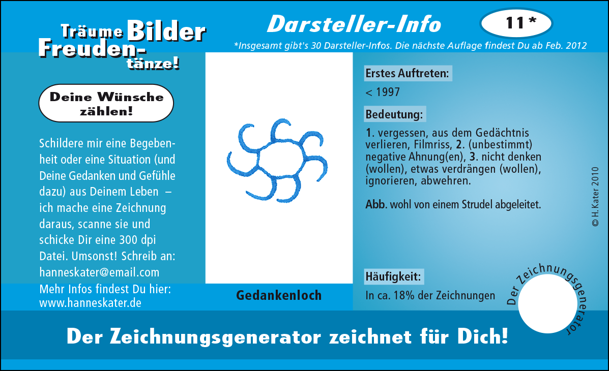 Hannes Kater: Auftragskärtchen *11 Gedankenloch, Vorderseite, Version von 2010