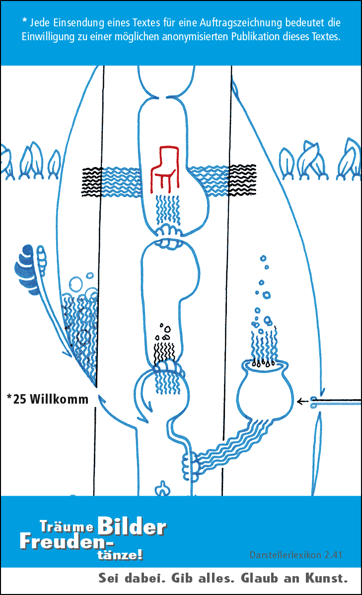 Hannes Kater: Auftragskärtchen *25 Willkomm, Rückseite, Version von 2010