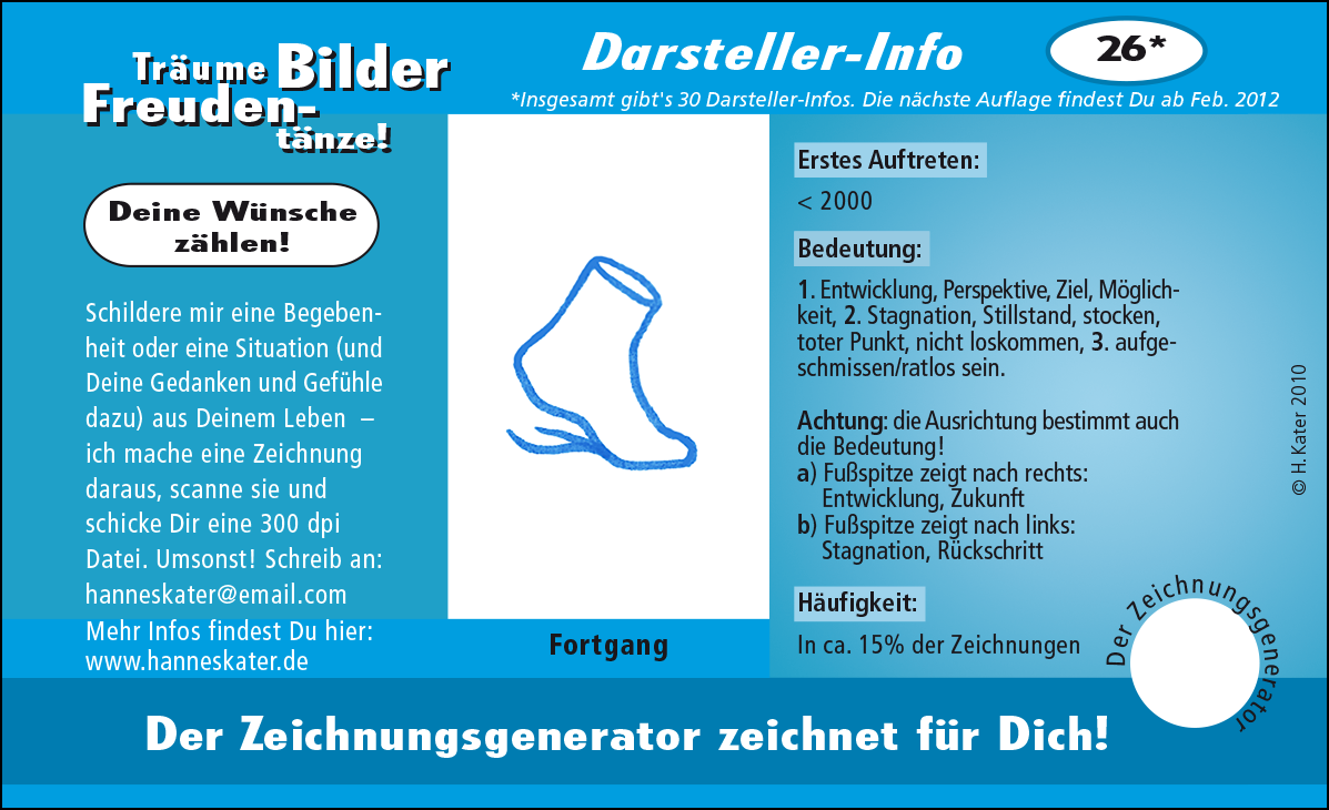 Hannes Kater: Auftragskärtchen *26 Fortgang, Vorderseite, Version von 2010