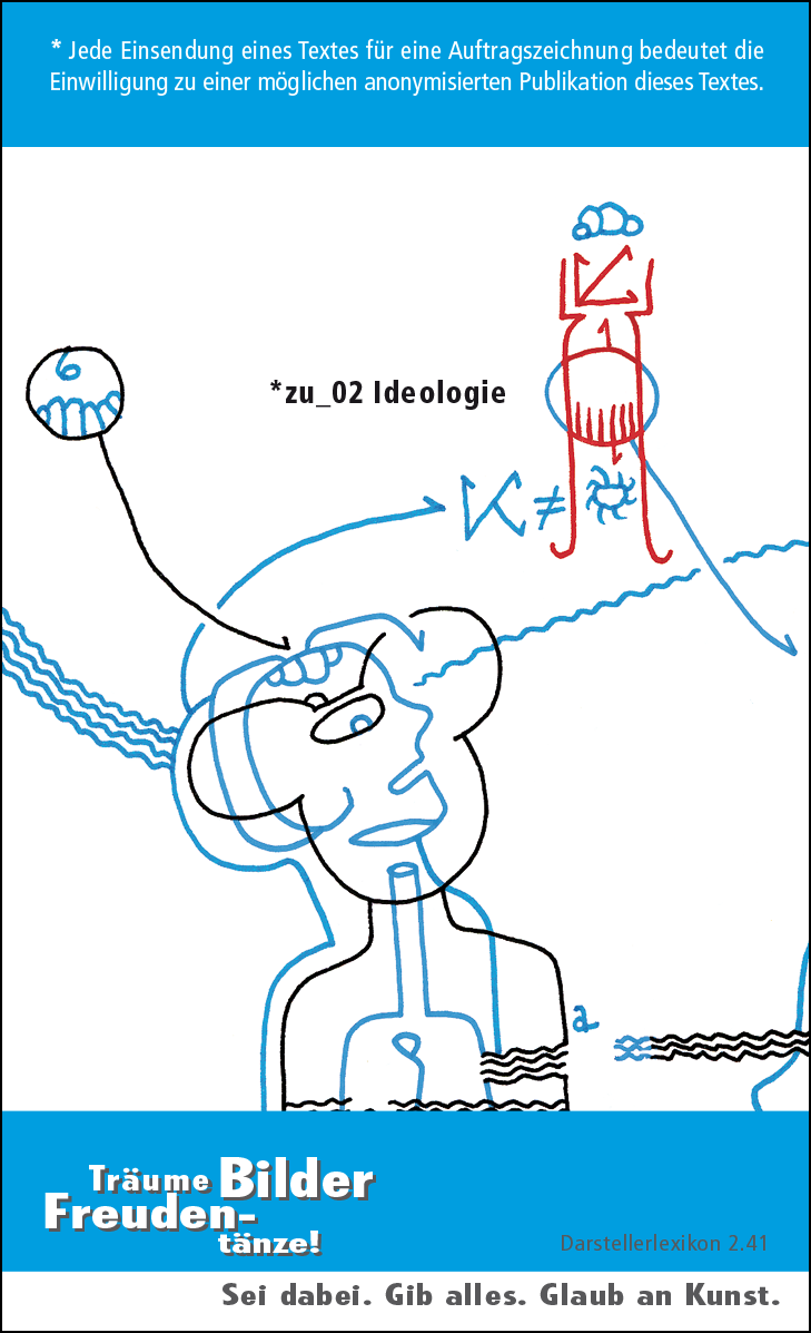 Hannes Kater: Auftragskärtchen *zu_02 Ideologie, Rückseite, Version von 2010