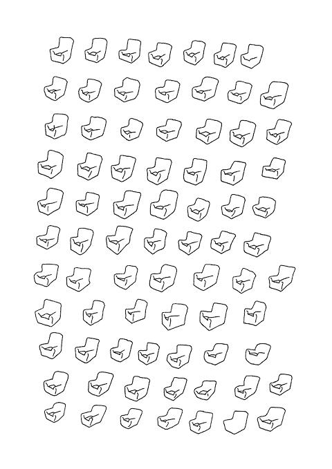 Hannes Kater - Studienblatt_3 zu Darsteller Nr. 25 'Willkomm' (Sessel-Form)